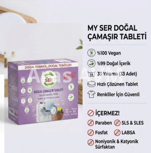 ​My SER Doğal Çamaşır Tableti (33 Adet) – Renkliler İçin %100 Doğal Temizlik
