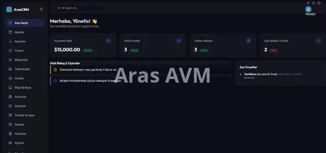 Aras CRM | Bulut Tabanlı Müşteri ve Teknik Servis Yönetimi Yazılımı - Aras AVM